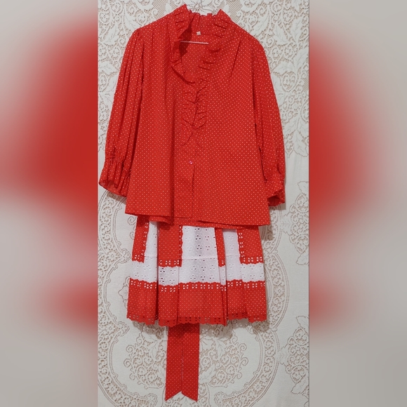 Carefree Fashions Dresses & Skirts - 🟡 Carefree fashions Scottsdale AZ red skirt, shirt, and sash size large InvW049